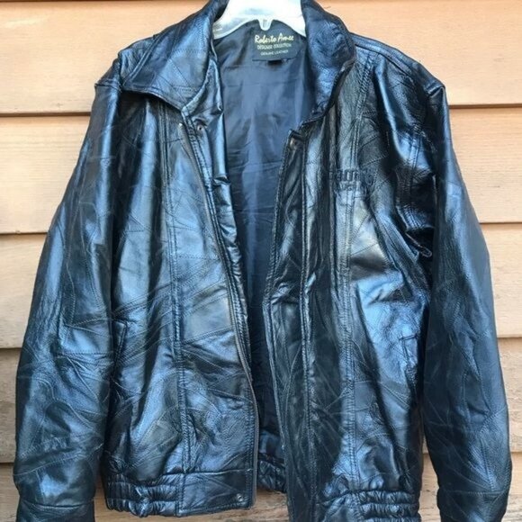 Vintage Harrah’s Casino Laughlin NV Leather Jacket Embroidered Bomber Biker Jack - Picture 4 of 8